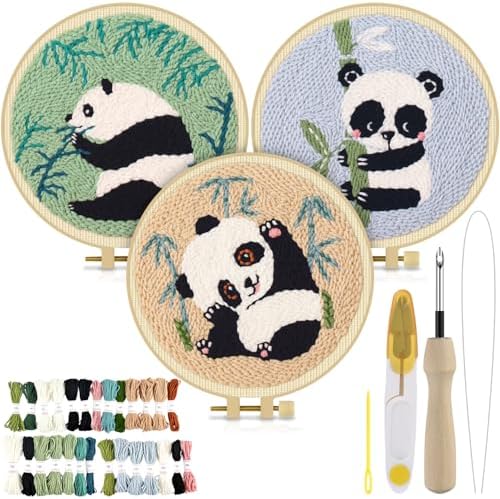 TINDTOP Punch Needle Kits, Panda Punch Embroidery Kits for Adults by TINDTOP