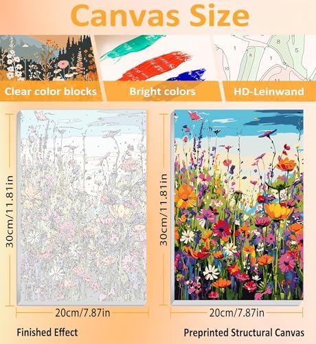 3 Pack Floral Framed Paint by Numbers for Adult with Wooden Easel 8x12 inch - Image 3