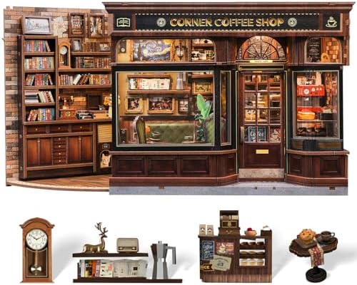 CUTEBEE Book Nook Kit, DIY Miniature House Coffee Shop Dollhouse by CUTEBEE