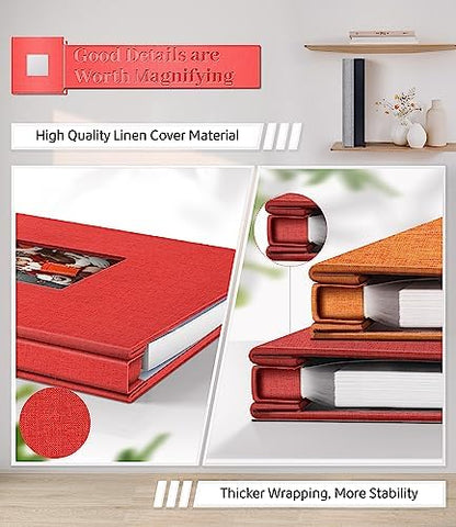 Artfeel Photo Album Self Adhesive Scrapbook Album for 3x5 4x6 5x7 8x10 Pictures,40 Pages Linen Cover with Display Window DIY Photo Book,Ideal Gifts for Family Travel Wedding Baby - Image 5
