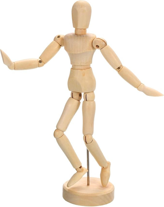 PATIKIL 8" Wooden Mannequin Figure, Artist Drawing Manikin Model Flexible Movable Jointed Sketching Lay Figure for Painting Drawing Decoration
