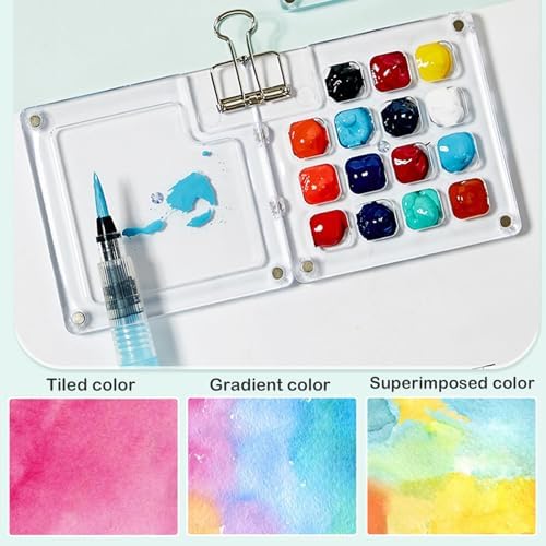 Portable Mini Watercolor Paint Set - All-in-One Travel Kit with Paints, Brushes, Palette, Bag, and Water Container - Perfect for Artists and Beginners-15 Grids - Image 7