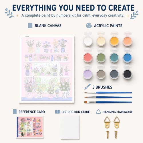 AuraDraw Flowers Paint by Numbers Kit for Adults Beginner, Flower Paint by Number Kits for Adults Canvas, Painting by Numbers Adult for Home Wall Decor(16x20inch) - Image 2