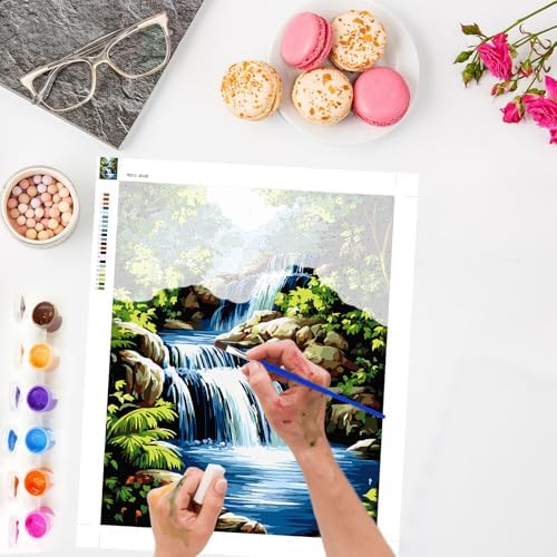Lxmsja Waterfall Paint by Numbers Kit for Adults, Forest Acrylic Paint by Numbers for Adults Beginner, DIY Craft Supplies Oil Painting Kits for Home Wall Decor 16x20 inch (No Frame) - Image 2