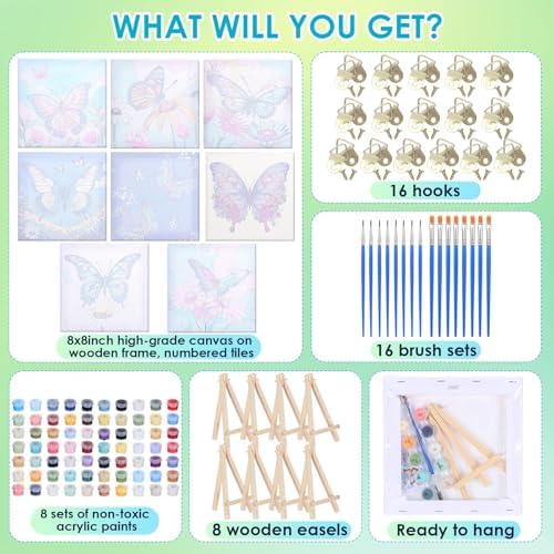 RoundFunny 8 Set Paint by Numbers Drawing Kit for Adults,Classic Flutter - Image 2