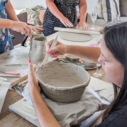 at Home DIY Beginner Pottery Kit for Adults with Instructions and Online Tutorials, Air Dry Sculpting Clay, Tool Kit, Base Coat and Sealant for Date Night or Hobbist - Image 7