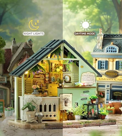 Spilay DIY Miniature Dollhouse Kit with Wooden Furniture,DIY Dollhouse Kit,1:24 Scale Creative Room for Romantic Valentine's Gift (Plants Studio) - Image 4