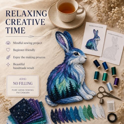 LWLQCZJ Northern Lights Animal Embroidery Kit DIY Fabric Patchwork Craft Set (Rabbit) - Image 3