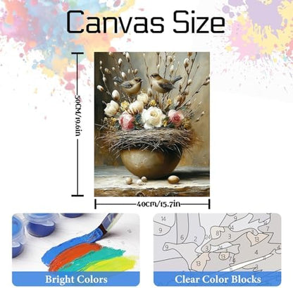 NDNXYXGS Paint by Numbers Kits for Adults,Bird DIY Painting Kit on Canvas,Flowers Color by Numbers,Large Adult Paint by Number for Wall Decor and Gifts (flower3) - Image 3