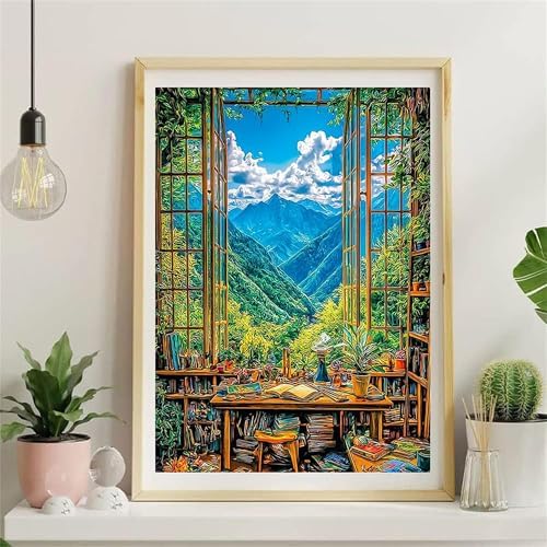 NZNANCHU Mount Paint by Numbers Kit for Adults,Plant Painting by Numbers Kits on Canvas for Beginner, DIY Desk Watercolor Oil Painting for Birthday Gift Relax Decor (Study) - Image 2