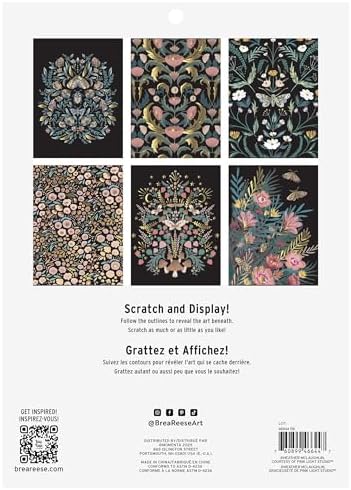 Brea Reese 6pc Scratch Art Paper Pad - Fall Florals Metallic Craft Kit - Image 2