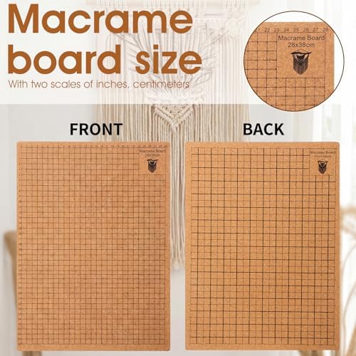 108 Pcs Complete Macrame Kit with 8.3 x 6.5 Inch Double-Sided Grid Board, Adjustable Metal Stand, 100 T-Pins, Scissors, Brushes & Ruler - Professional Macrame Supplies for DIY Crafting - Image 6