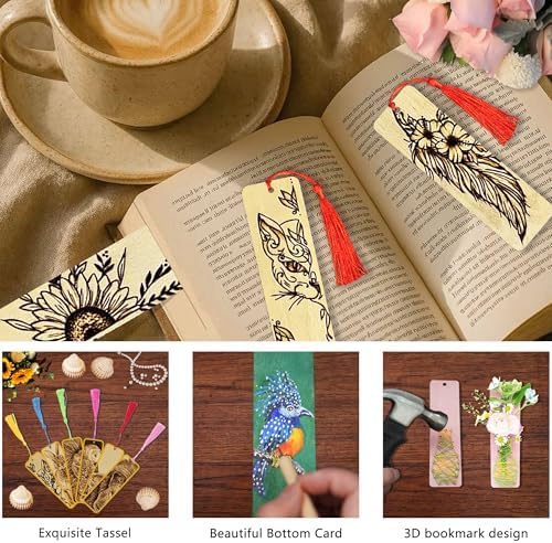 Rcpuirl 50 PCS Extra Large Thick Wood Bookmark with Tassels & Gift Ribbons – Unfinished Wooden Bookmarks to Paint, Bulk Blank Bookmarks for DIY Crafts, Painting, Wedding, Birthday Party Decors - Image 3