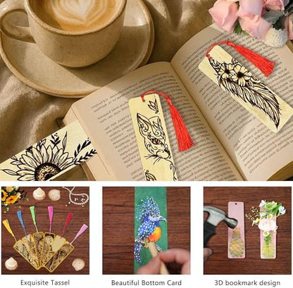 Rcpuirl 50 PCS Extra Large Thick Wood Bookmark with Tassels & Gift Ribbons – Unfinished Wooden Bookmarks to Paint, Bulk Blank Bookmarks for DIY Crafts, Painting, Wedding, Birthday Party Decors - Image 3
