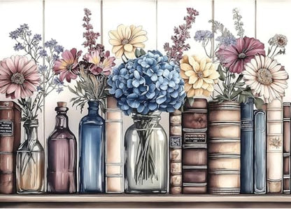 Stamping Cross Stitch Kit Books Flowers, Counting Cross Stitch Kit for Adult Beginners, with Glass Bottles Full Line DIY Cross Stitch Stitching Kit for Home Decor Cross Stitch Patterns 15.7x11.8inches by Unknown