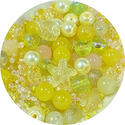 Assorted Glass Resin Beads Multi Size Colors Smooth Cracked Gravel Millet Spacer Beads for Bracelets Necklace Earring DIY Jewelry Making Craft(Glazed Yellow Series) by ChooseBeadsChooseHonkoolly