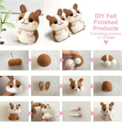 Ainiv 18 Pcs Needle Felting Wool, 9 Colors x 2 Packs Wool Roving, Pink - Image 6