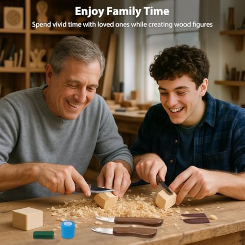 Wood Carving Kit for Beginners with Basswood Blocks & Whittling Knife - Image 2