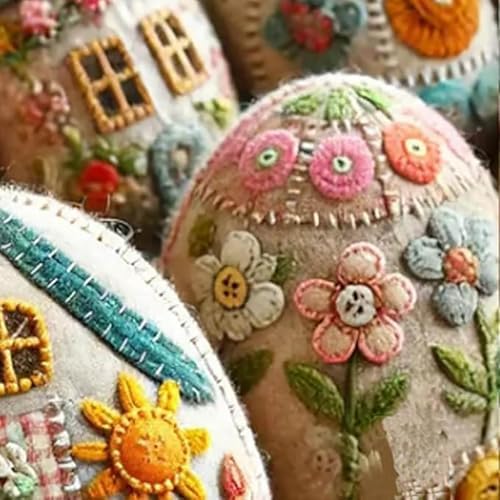Felt Easter Egg House DIY Kit - All-Inclusive Craft Set with Hand-Embroidered Materials, Bunny & Chick Patterns for Easter Decorations, Home Hanging Ornaments for Adults & Beginners (B/1PC) - Image 4