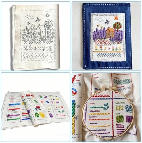Embroidery Stitch Book Kit for Beginners, All-in-One Hand Embroidery Learning & Practice Book with Fabric Pages,100+ Patterns,Fabric & Tools,Beginner to Advanced DIY Stitching Set with English Guide - Image 5