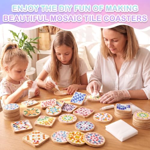 Reallnaive 48 Sets Mosaic Coaster Kit with Glass Tiles,Sparkle Style - Image 4