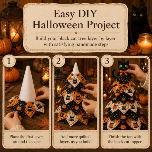 2026 New Christmas & Halloween DIY Quilted Fabric Tree Kit, 3D Layered Sewing Craft Set for Beginners, Christmas Tree Quilt Kit, Handmade Tabletop Holiday Decor, Gift for Craft Lover - Image 3