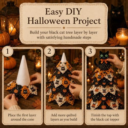 2026 New Christmas & Halloween DIY Quilted Fabric Tree Kit, 3D Layered Sewing Craft Set for Beginners, Christmas Tree Quilt Kit, Handmade Tabletop Holiday Decor, Gift for Craft Lover - Image 3