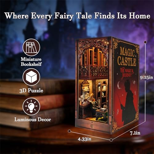 OZJAY Book Nook Kit, Magic Castle Bookstore 3D Wooden Puzzles for Adults - Image 2