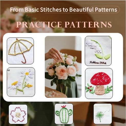 TenDawn Embroidery Stitch Book Kit, 12 Stitches, Basic Set - Image 4
