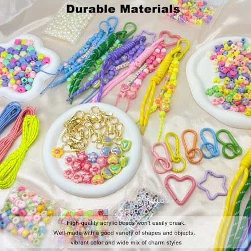 828 PCS Paracord Keychain Kit, Bead Keychain Kit for Making Bag Charms Kit - Image 3