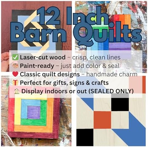 12" Patriotic Barn Quilt Kit Set 4 | Flag, Eagle, Hourglass, Star - Image 4