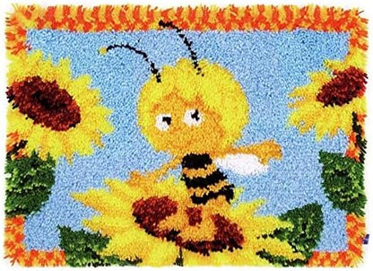 ZFFLYH Latch Hook Kits for Adults Kids Beginners, Animal Pattern DIY Crochet Yarn Kits Rug Making Yarn Kits Needlework Sets Cushion Mat Tapestry 20" X 15"(52Cm X 38Cm),Bee by ZFFLYH