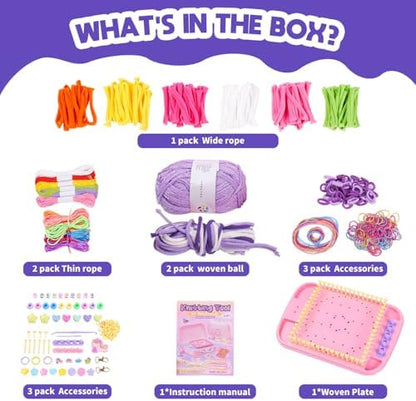 Souroyea Weaving Loom Kit Toys, 6-in-1 Friendship Bracelet Craft Making Kits for Kids, Gifts for Girls Ages 5 6 7 8-12, Easy Potholder Loom Knitting Activity for Beginners - Image 3