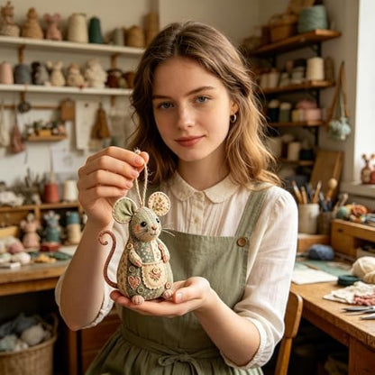 WWG Patchwork Mouse DIY Kit, Handmade Sewing Craft Set,Cute Mouse Ornament DIY Kit, Pre-Cut Floral Fabric Sewing Set with Tools & Stuffing, for Adults, Beginners,Gift for Birthdays, Holidays (Type A) - Image 3