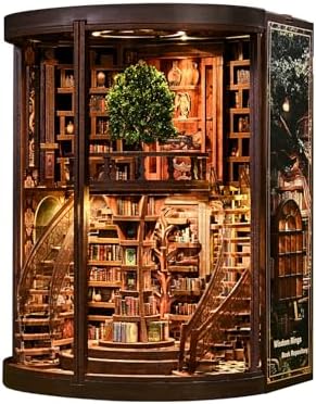 DIY Book Nook Kit with LED Lights | 3D Puzzles for Adults & Teens, Miniatures and Model Building Kits for Bookshelf Decor, Relaxing & Unique Gift for Craft Lovers | Wisdom Library by Soothee