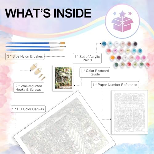 Paint by Numbers Kit for Adults, Cozy Café Number Painting Canvas Kit - Image 4