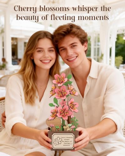 KAAYEE 3D Puzzles for Adults Cherry Blossom Potted, 119 Pcs Wooden Puzzle DIY Handcraft Kit, Romantic Pink Flower Home Office Decor, Gift for Lovers Couples on Anniversary Birthday Valentine's Day​ - Image 3