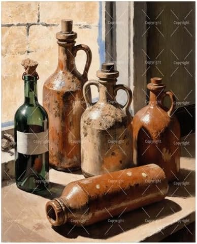 Bottles Paint By Numbers Kit For Adults - Diy Rustic Jugs And Bottle Painting On Canvas 16X20 In, Acrylic Paint Set, Suitable For Beginners, Wall Decor Art For Home Decoration Or Gifts, Unframed by Unknown
