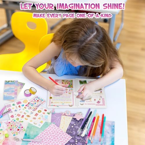 QIYVLOS 2 Pack DIY Journal Kit for Girls, Journaling Diary Toys for Ages 8-13, Arts and Crafts Birthday Stationery Set Gifts for Teen Girls Ages 8 9 10 11 12 13 14 Year Old - Image 3