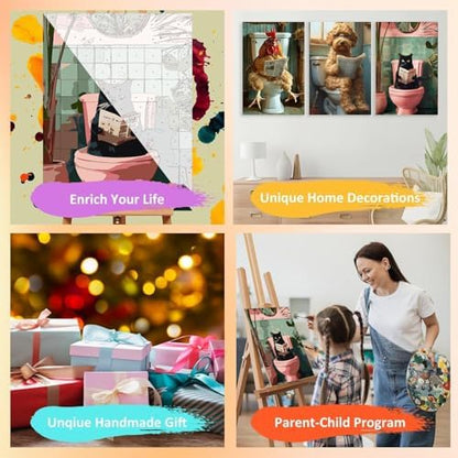 3 Pack Framed Paint by Numbers for Adult with Wooden Easel (8x12 inch) - Image 7
