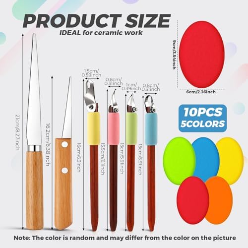 Leriton 4 Pack Pottery Carving Tools 5.9" Clay Sculpting Scrapers - Image 2