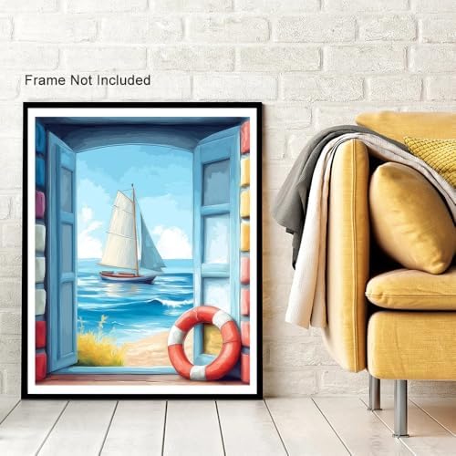 Natuyalo Sailing Boat Paint by Numbers Kit for Adult - Sea Scenery Paint by Number Canvas for Adults Frameless, DIY Painting by Numbers for Beginner Perfect for Home Wall Decor Gifts 16x20 inch - Image 3