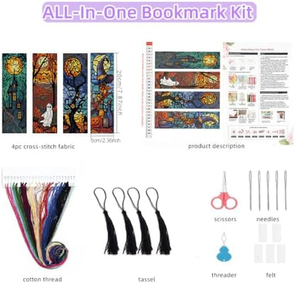 14CT Halloween Counted Cross Stitch Bookmark Kit for Adults Beginners - Image 3