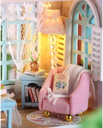 MAGQOO DIY Miniature Dollhouse Kit with Furniture 1:100 Scale Creative Room Mini Wooden Doll House Accessories DIY Miniature House Kit(Candy Cake) - Image 6