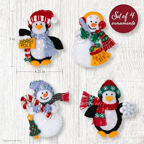 Bucilla, Felt Applique 4 Piece Ornament Making Kit, Polar Pal Parade, Perfect for DIY Arts and Crafts - Image 2
