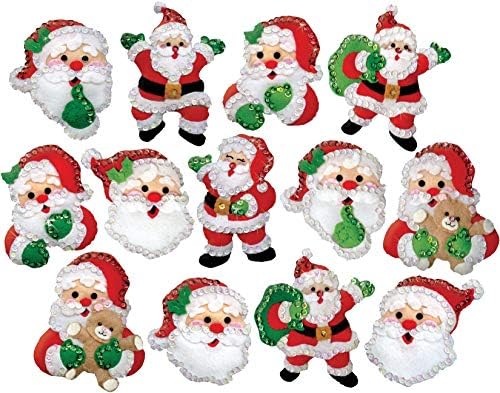 Joyful Santas Felt Ornament Kit - Set of 13 by Design+Works+Crafts