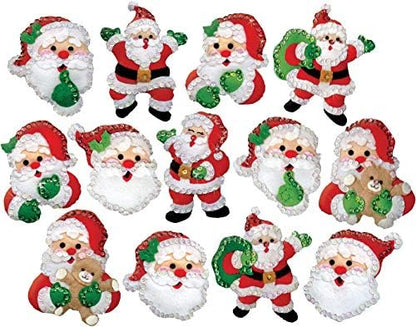 Joyful Santas Felt Ornament Kit - Set of 13 by Design+Works+Crafts