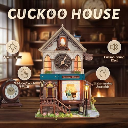Book Nook Kit for Adults and Teens, DIY Miniature House Kit with Led Light, 3D Wooden Puzzles for Adults, Wood Gifts for Family and Friends(Cuckoo House) - Image 3