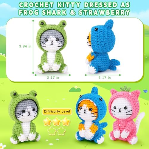 Fortuning's JDS Crochet Kit for Beginners, 3 PCS Crochet Animal Kits - Image 4