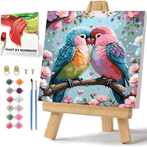Bird Paint by Numbers with Frame, Bird Paint by Numbers for Adults 10x10 in by hkejoi